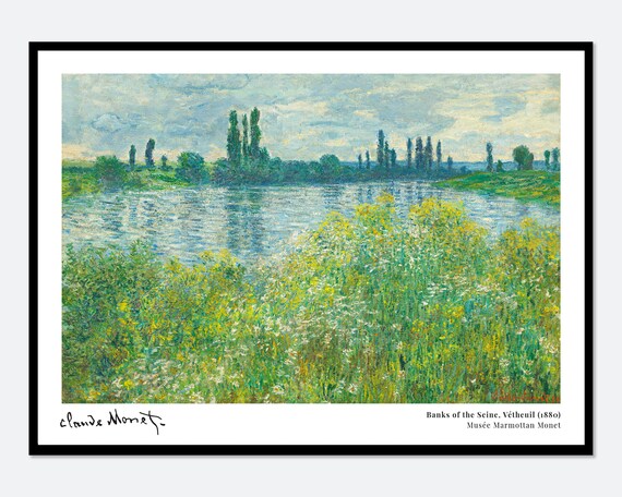 Monet Banks Of The Seine Vtheuil Vintage Exhibition Poster Art Print Claude Monet Print Monet Poster Monet Painting Famous Art N30a