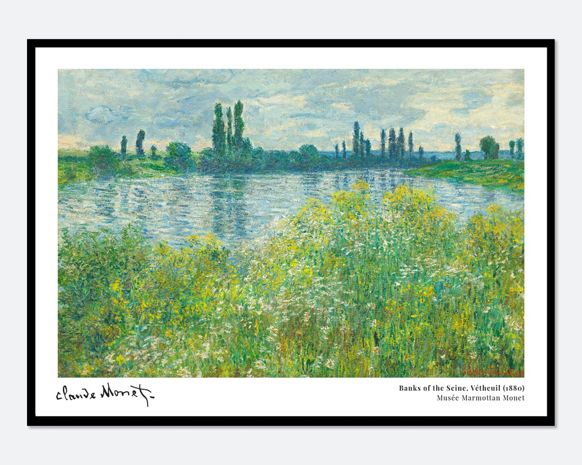 Monet Banks Of The Seine Vtheuil Vintage Exhibition Poster Art Print Claude Monet Print Monet Poster Monet Painting Famous Art N30a