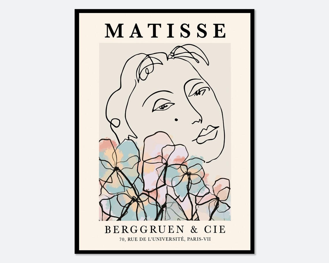 Henri Matisse Woman Flowers One Line Art Print