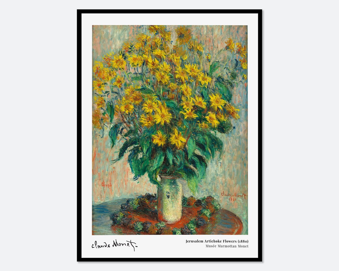 Monet Jerusalem Artichoke Flowers, Vintage Art Print