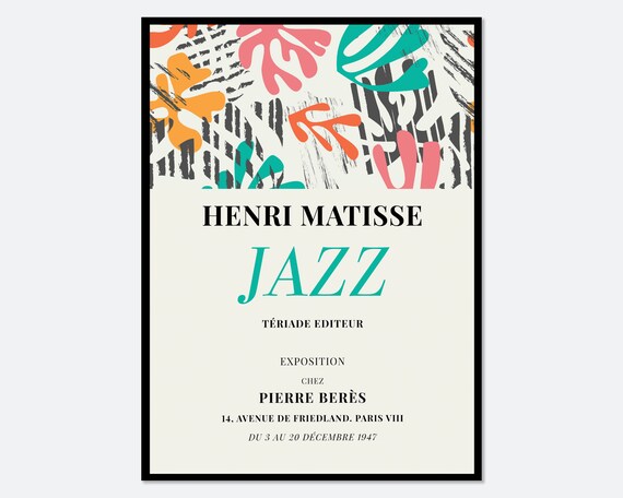 Henri Matisse Jazz 1947 Teal Exhibition Cut Out Gallery Art Poster