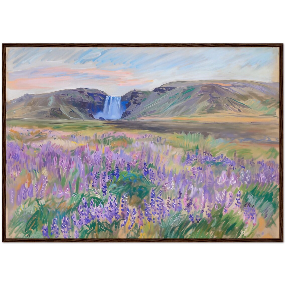 Iceland Skógafoss Waterfall Art Print, Nature Scenery