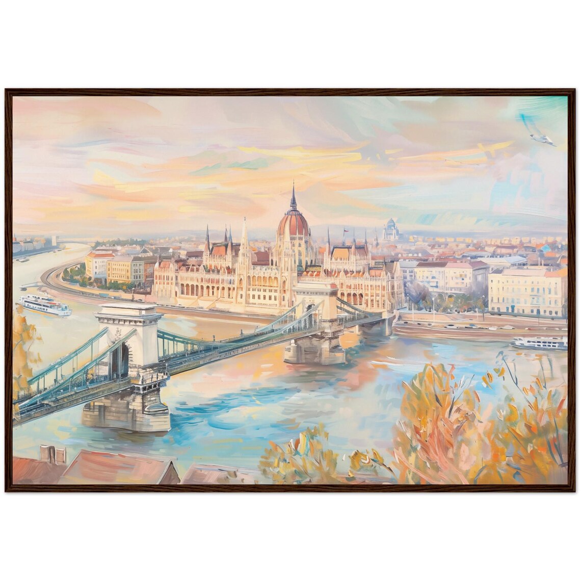 Budapest Travel Poster, European City Landscape