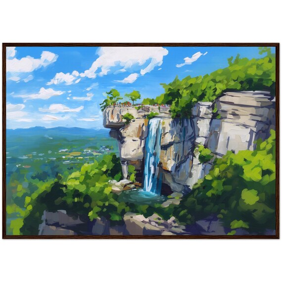 Rock City High Falls Tennessee Waterfall Oil Painting Poster