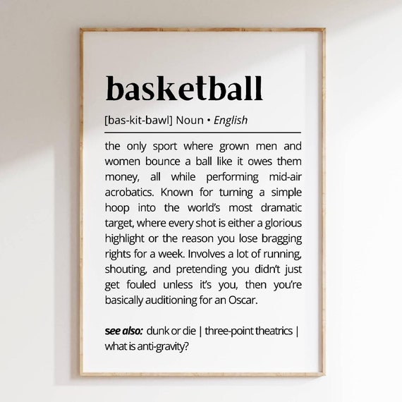 Basketball Definition Wall Art Funny Basketball Sports Lover Gift Unique Basketball Decor For Home Or Gym Athlete Motivational Art Poster