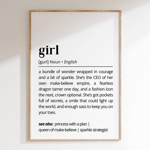 Girl Dictionary Definition Poster for Kids Room Decor Nursery