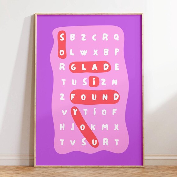 Cute Word Search Wall Art So Glad I Found You Romantic Word Puzzle Poster Minimalist Love Art Unique Relationship Decor Jpg Png