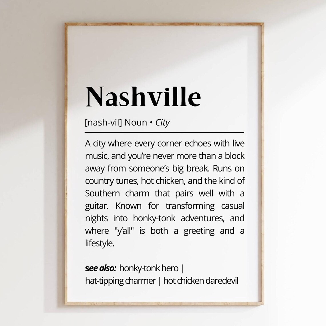 Nashville Definition Funny Music City Poster