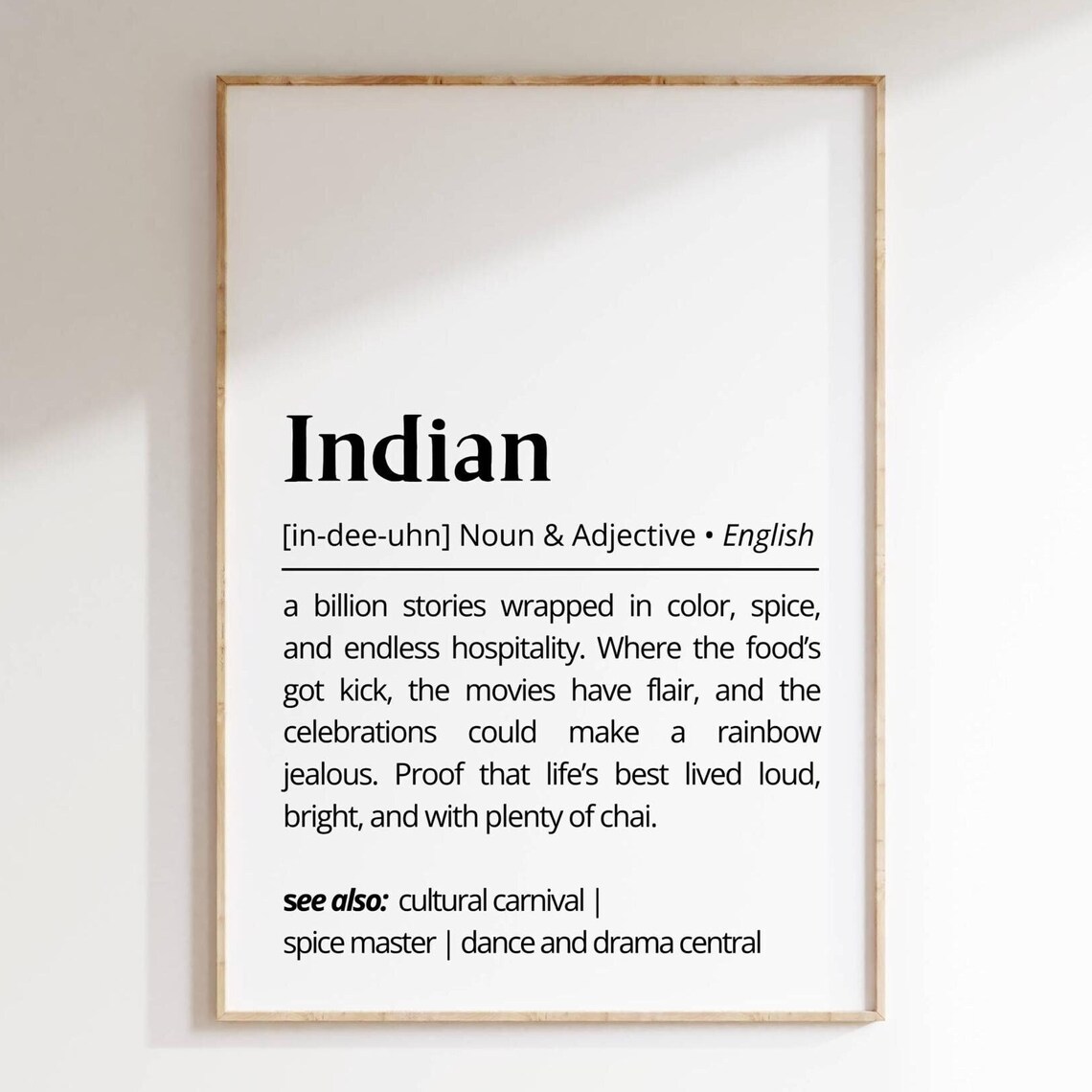Indian Definition Colorful Culture Celebration Dictionary Wall Art