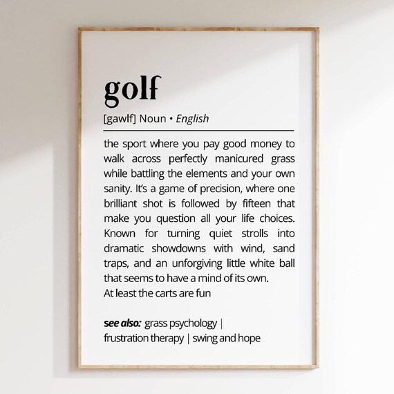 Golf Definition Humor Art Print For Office Home