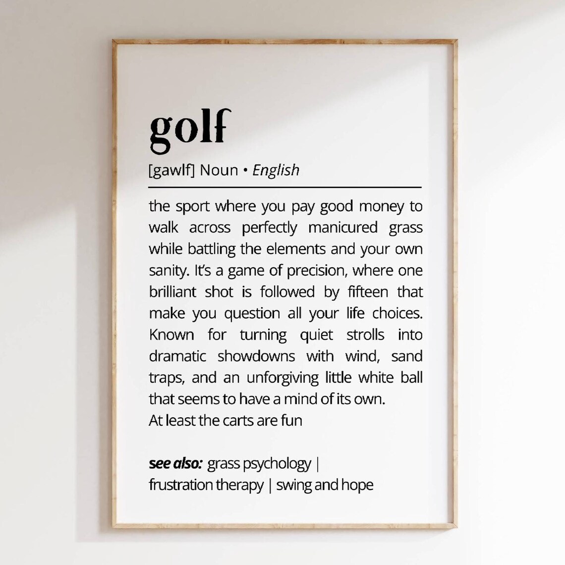 Golf Definition Humor Art Print For Office Home