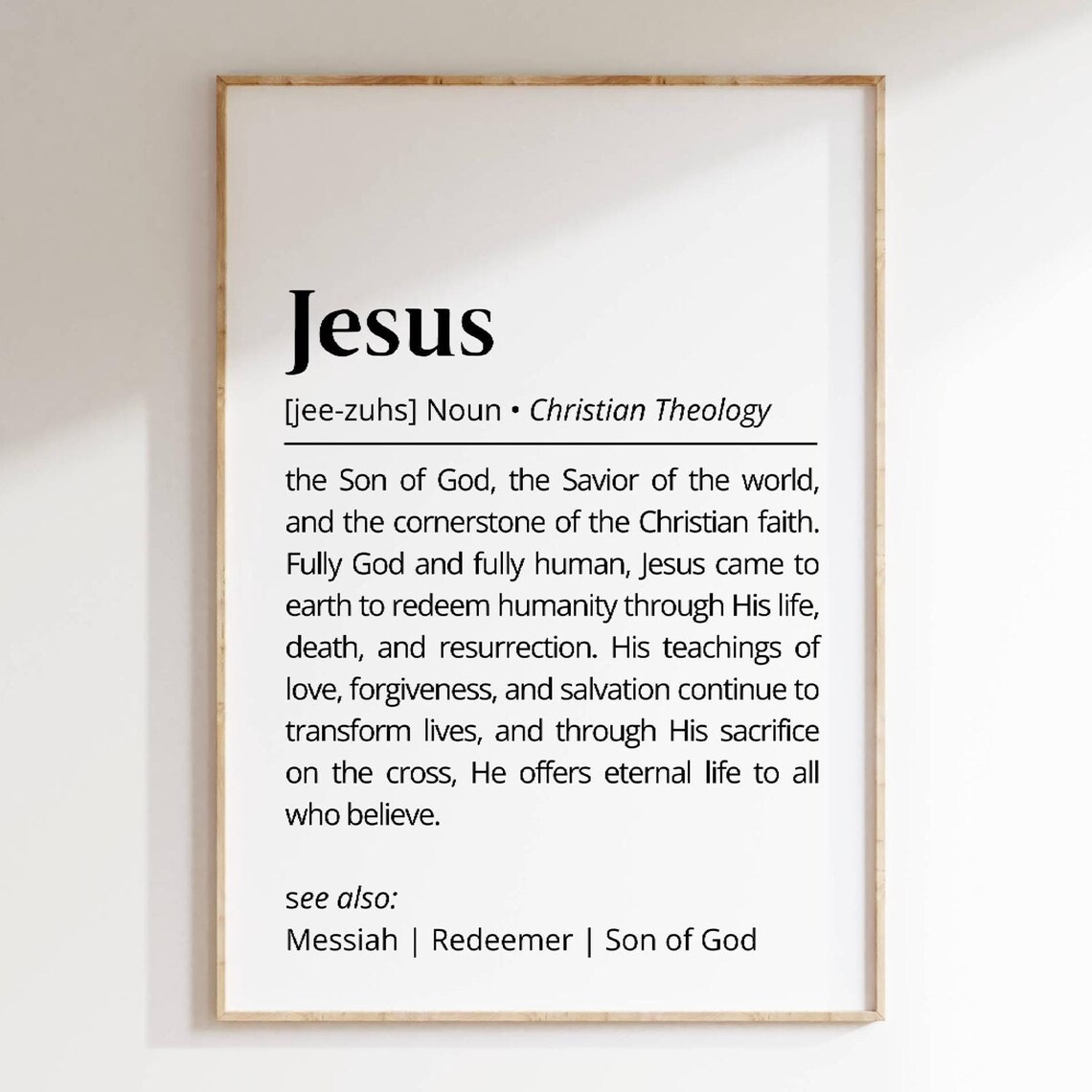 Jesus Definition Christian Faith Dictionary Theology Quote Poster