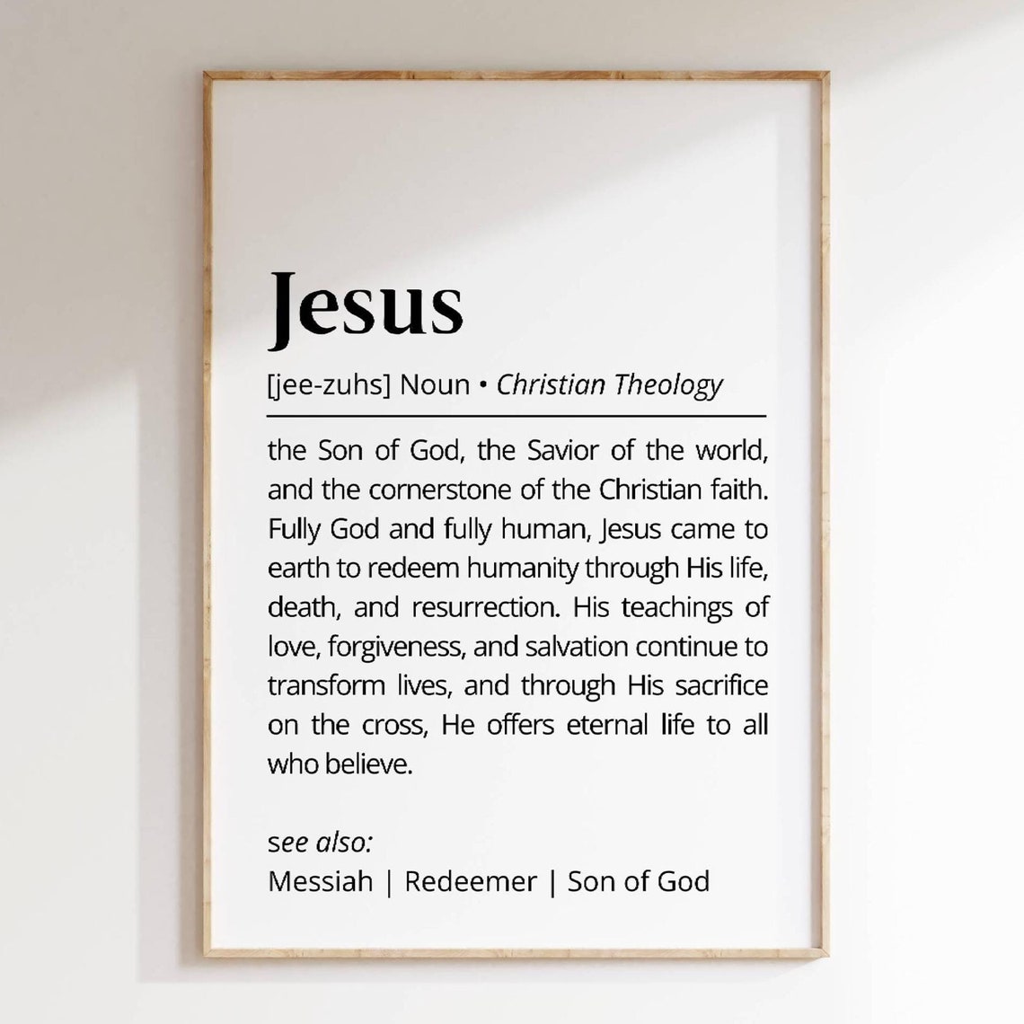 Jesus Definition Wall Art Christian Faith Inspirational Bible Scripture Home Decor Gift Religious Print Poster