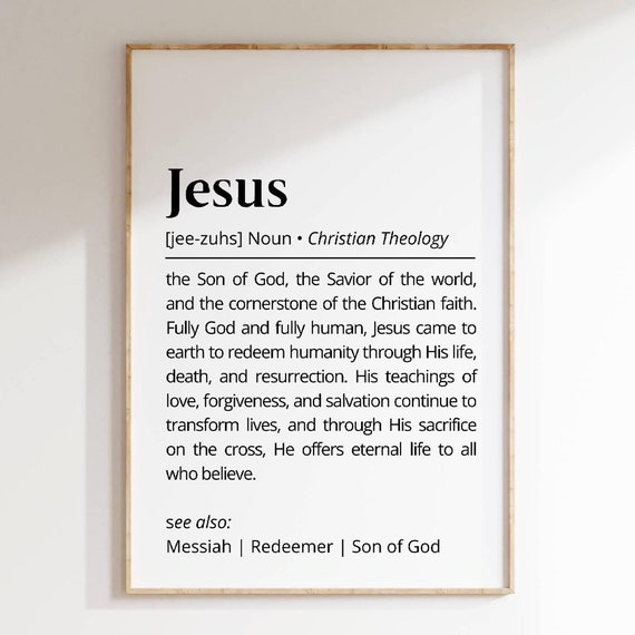 Jesus Definition Wall Art Christian Faith Inspirational Bible Scripture Home Decor Gift Religious Print Poster