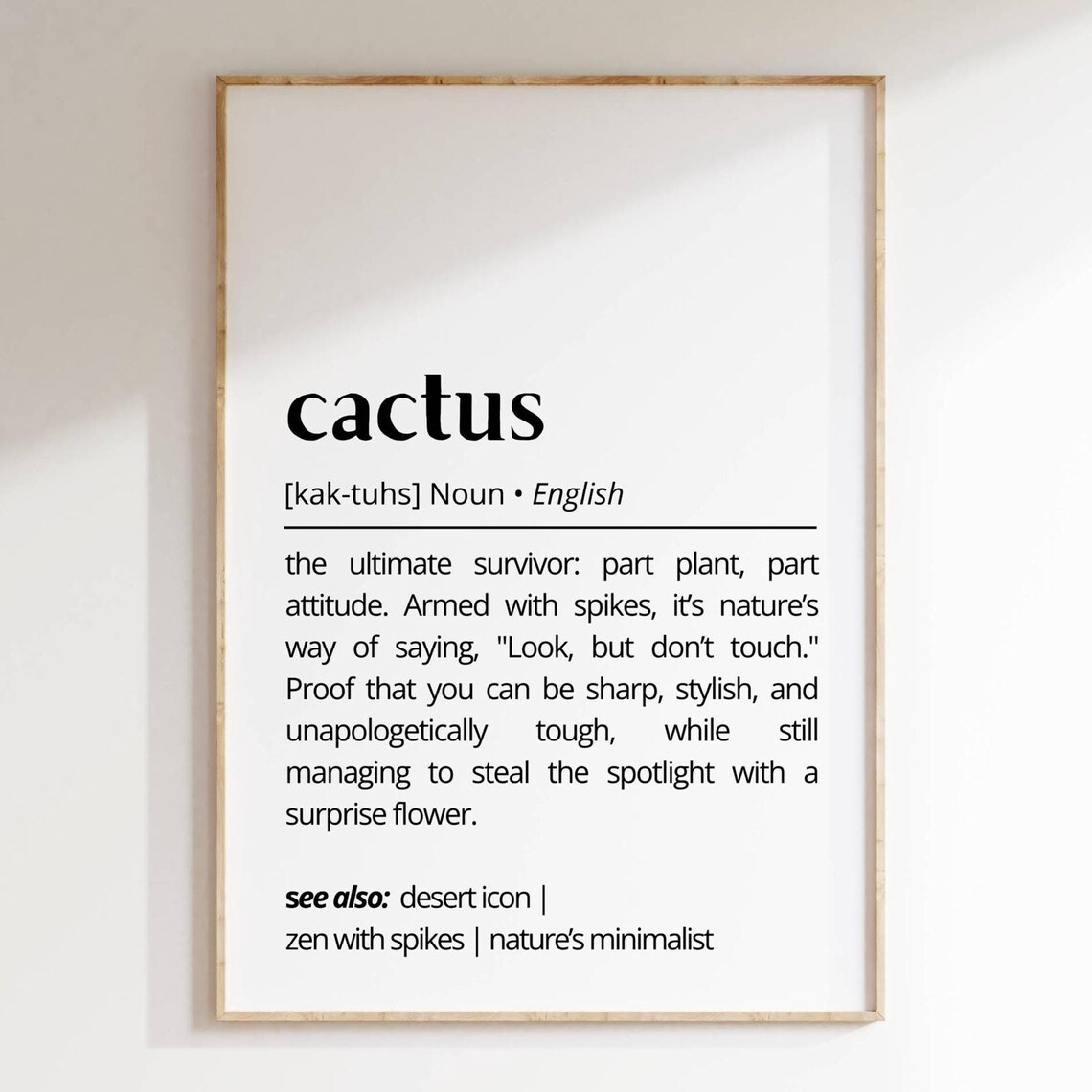 Cactus Funny Dictionary Definition Poster Plant Lovers Gift Decor