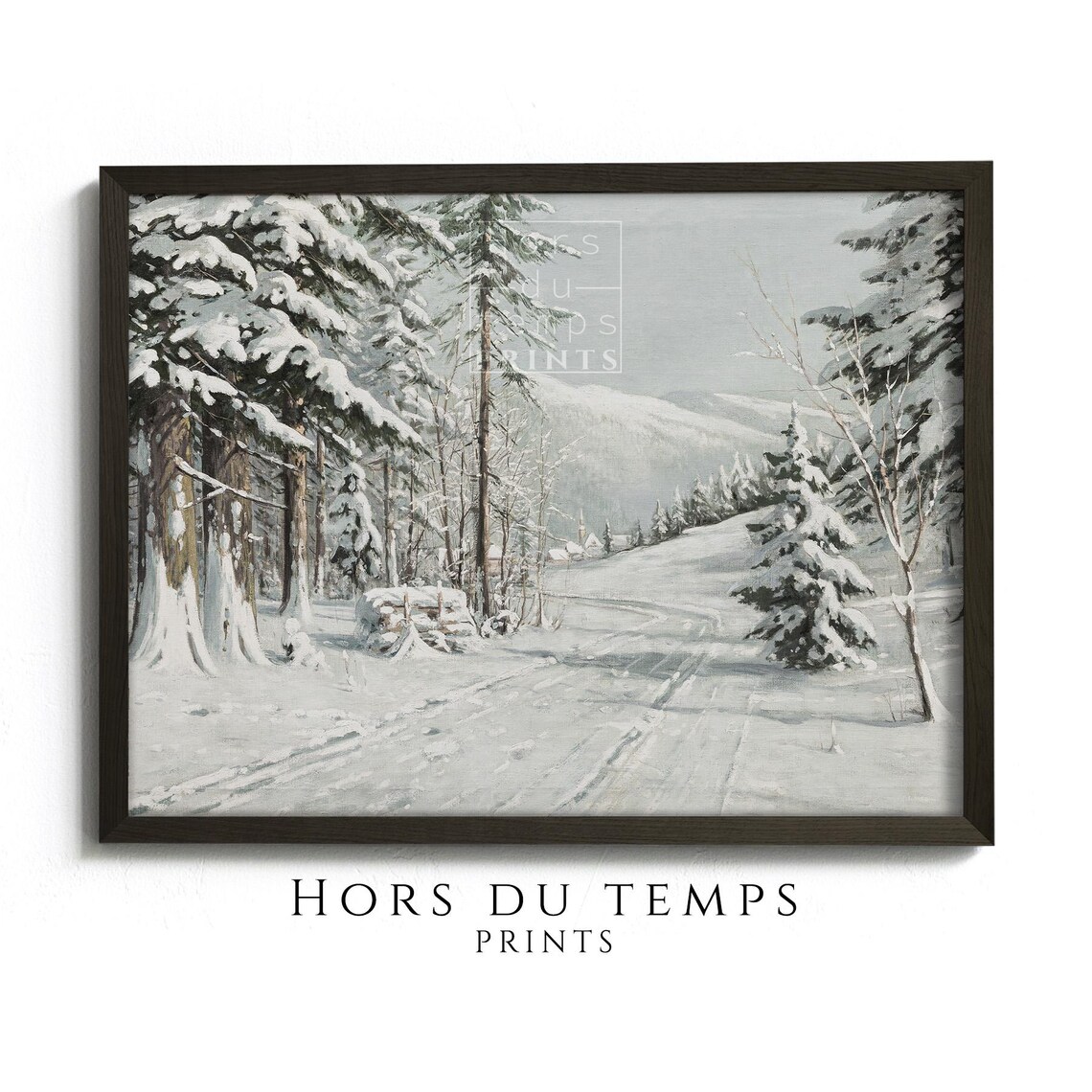 Snow Covered Pine Forest Winter Landscape Vintage Art Poster