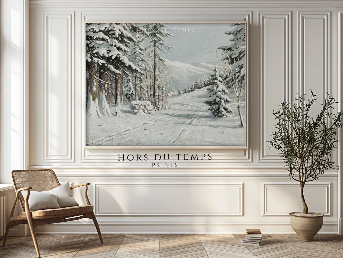 Snow Covered Pine Forest Winter Landscape Vintage Art Poster - Image 2