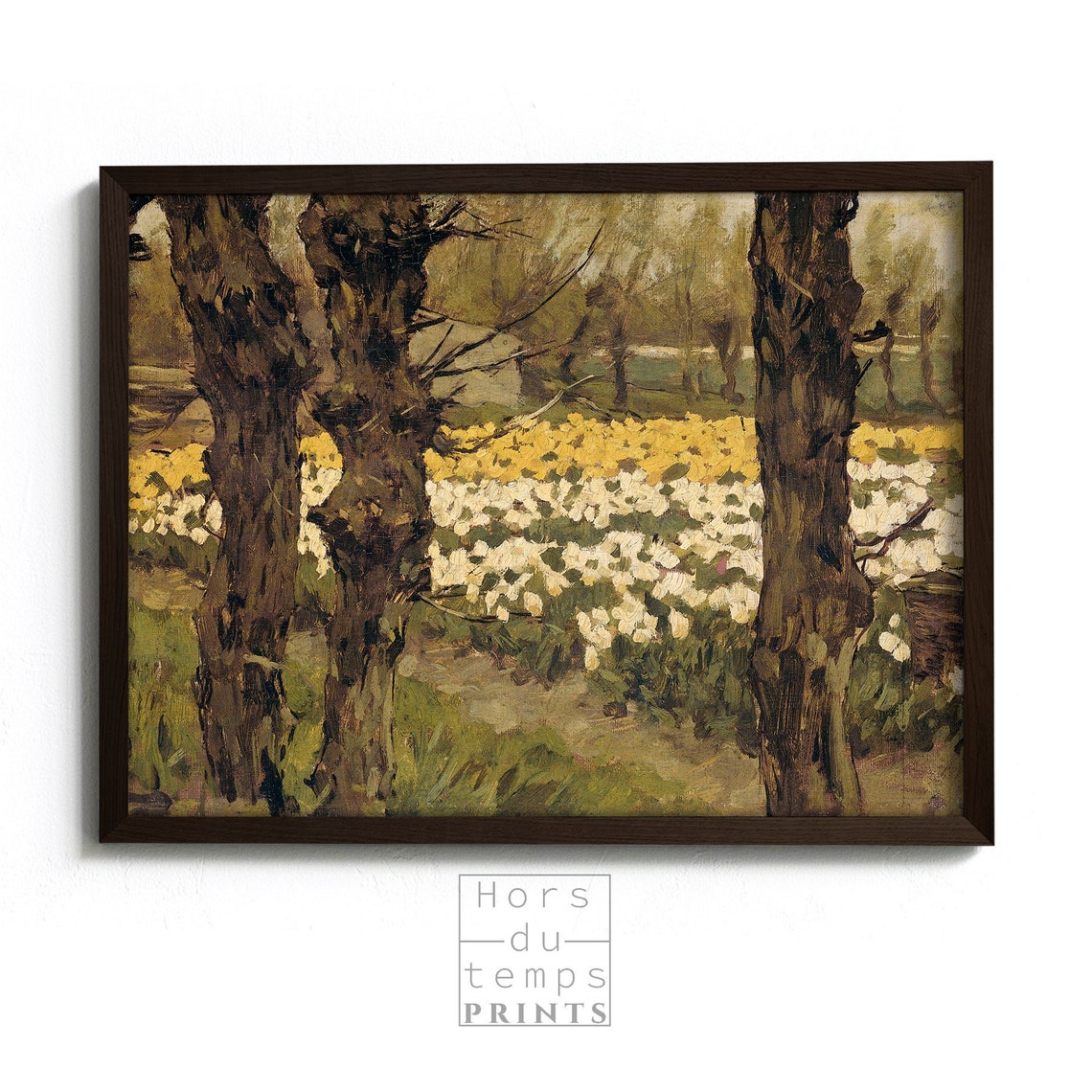 Bright Daffodil Field Gnarled Trees Vintage Spring Bloom Poster - Image 2