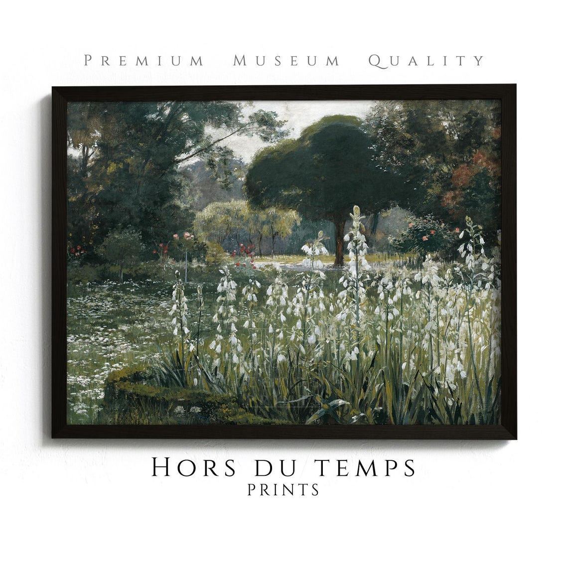 Vintage White Hyacinths Garden Dark Trees Spring Floral Poster