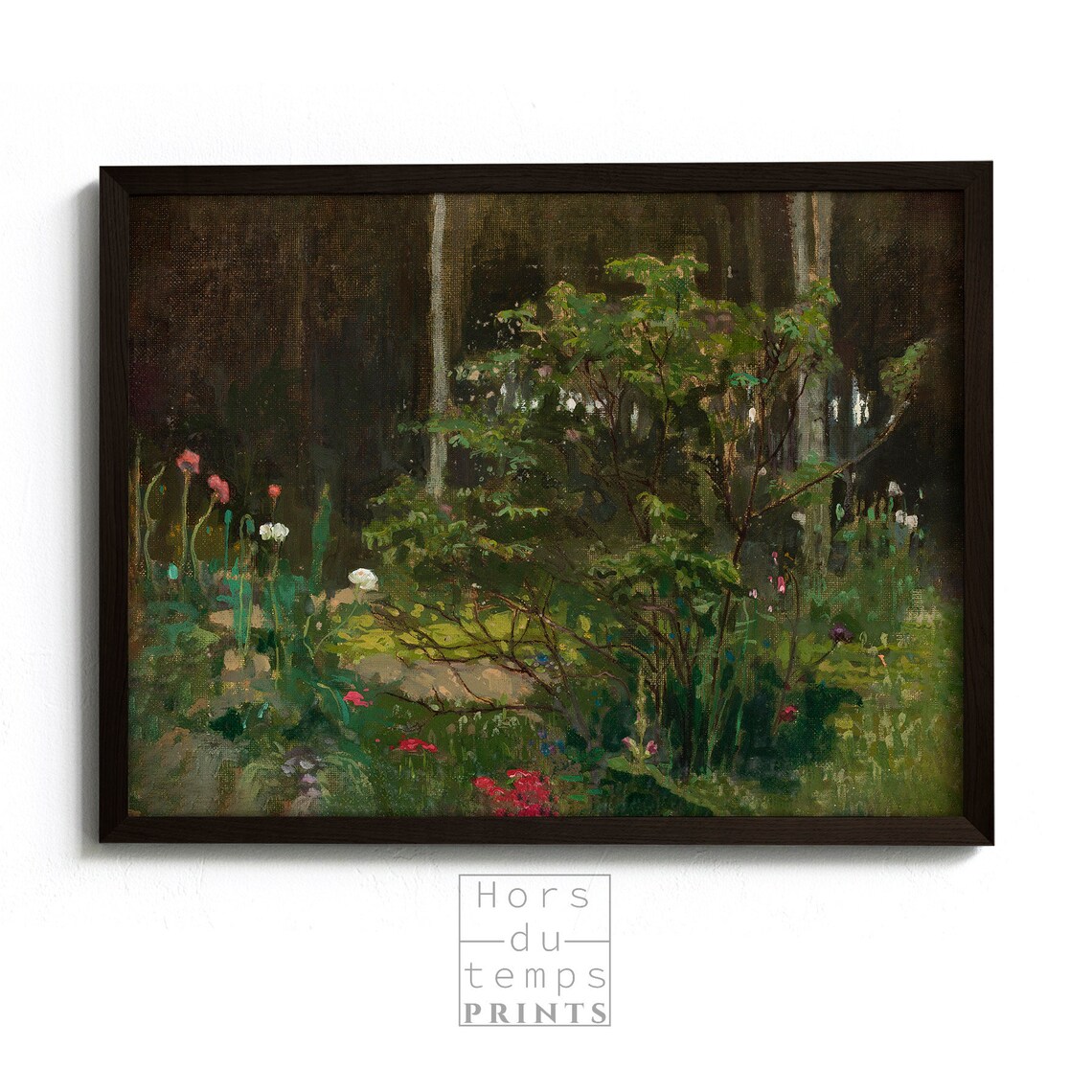 Moody Flower Garden Impressionist Oil Painting Dark Floral Art Poster - Image 2