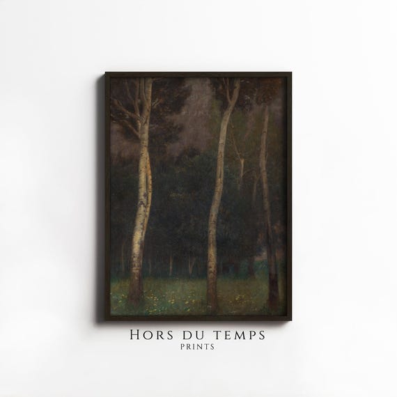 Moody Dark Forest Landscape Painting Village Farmhouse Vintage Art Hors Du Temps Prints