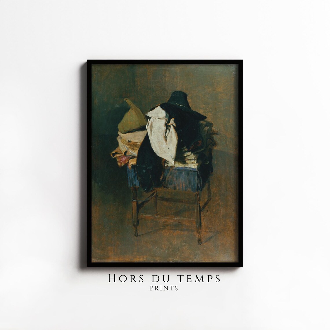 Chair With Draped Clothing Dark Still Life Oil Painting Art Poster