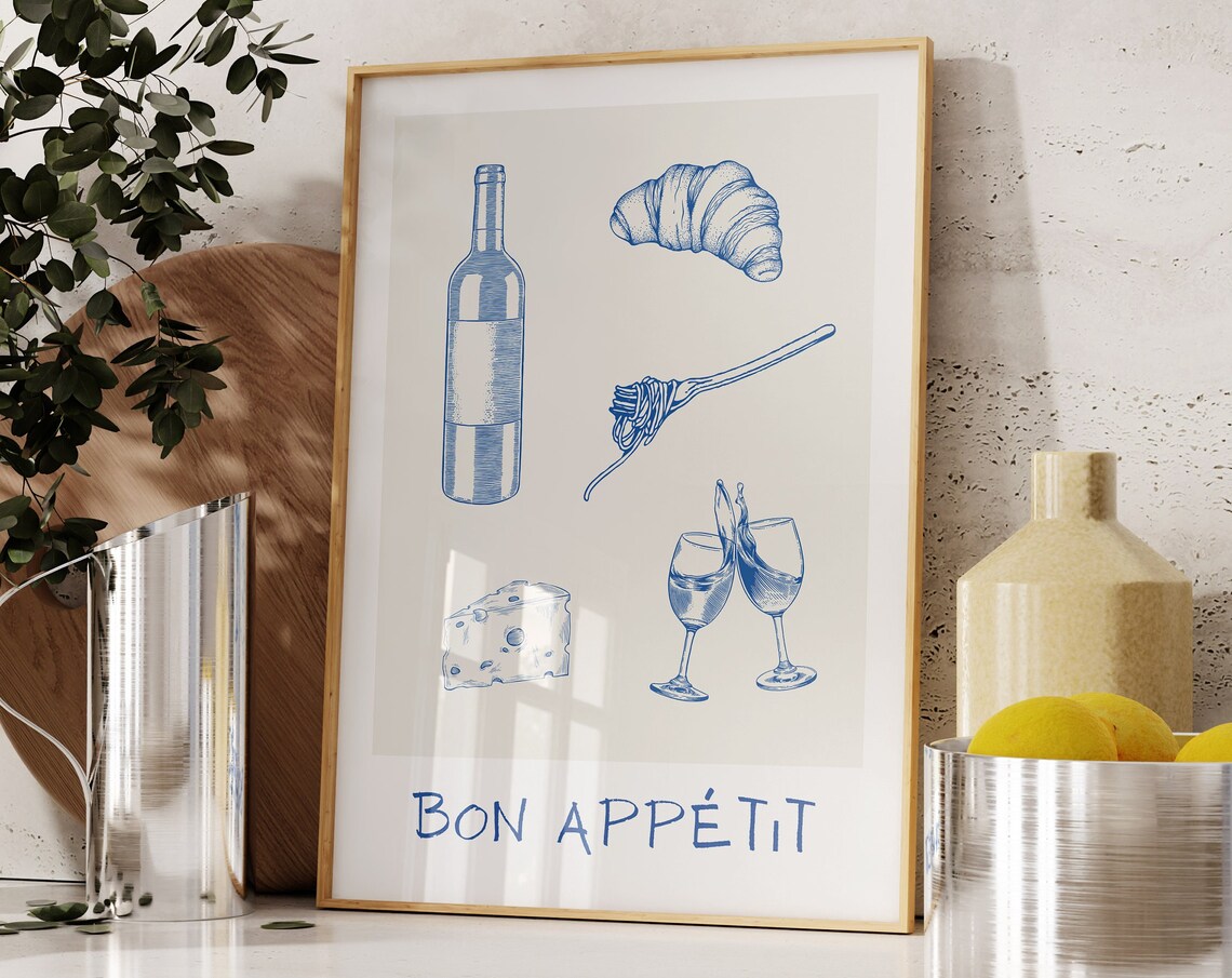 Bon Appetit Kitchen Food and Wine Art Print