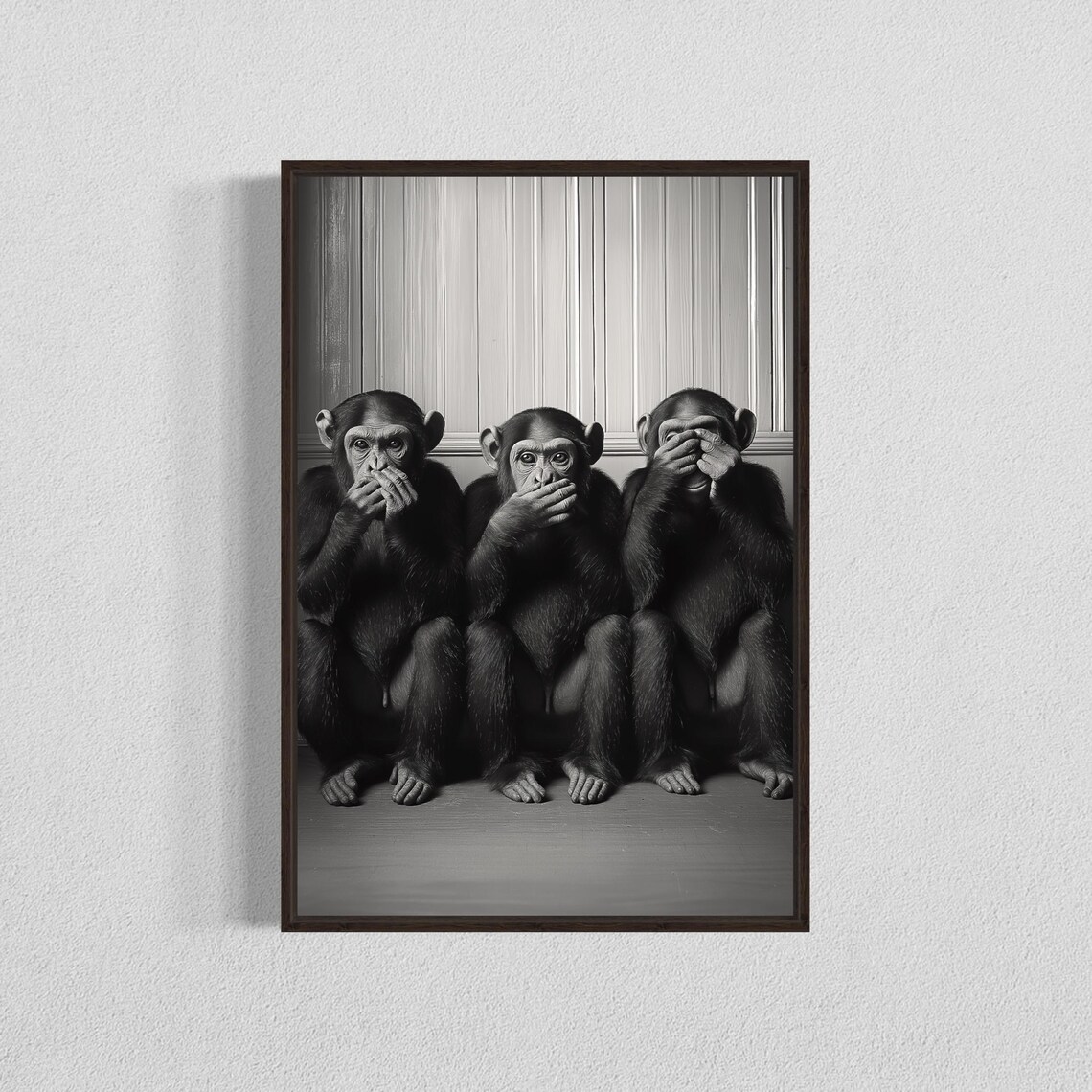 Monkey Trio Wall Art Fun Animal Print Jungle Decor