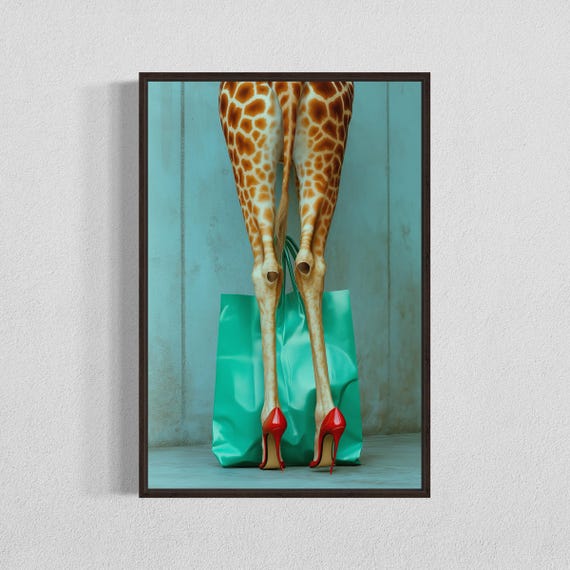Giraffe Legs In Heels, Whimsical Animal Art Print