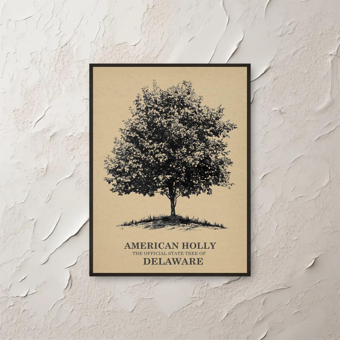Holly Wall Art Delaware State Tree Print Botanical Minimalist Poster Home Decor