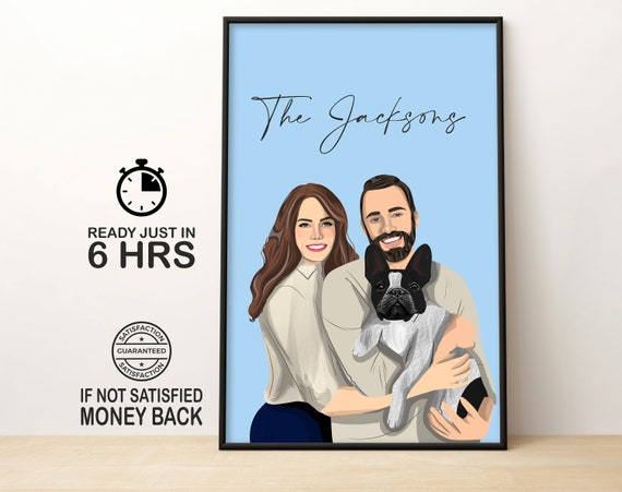 Custom Drawing Portrait Personalised Gifts Family Portrait Personalised Portrait Gift For Her Fathers Day