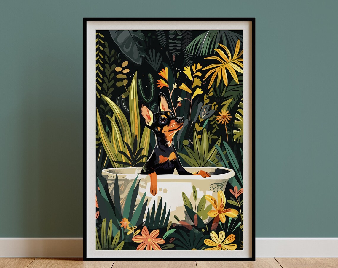 Miniature Pinscher Boho Jungle Art Print