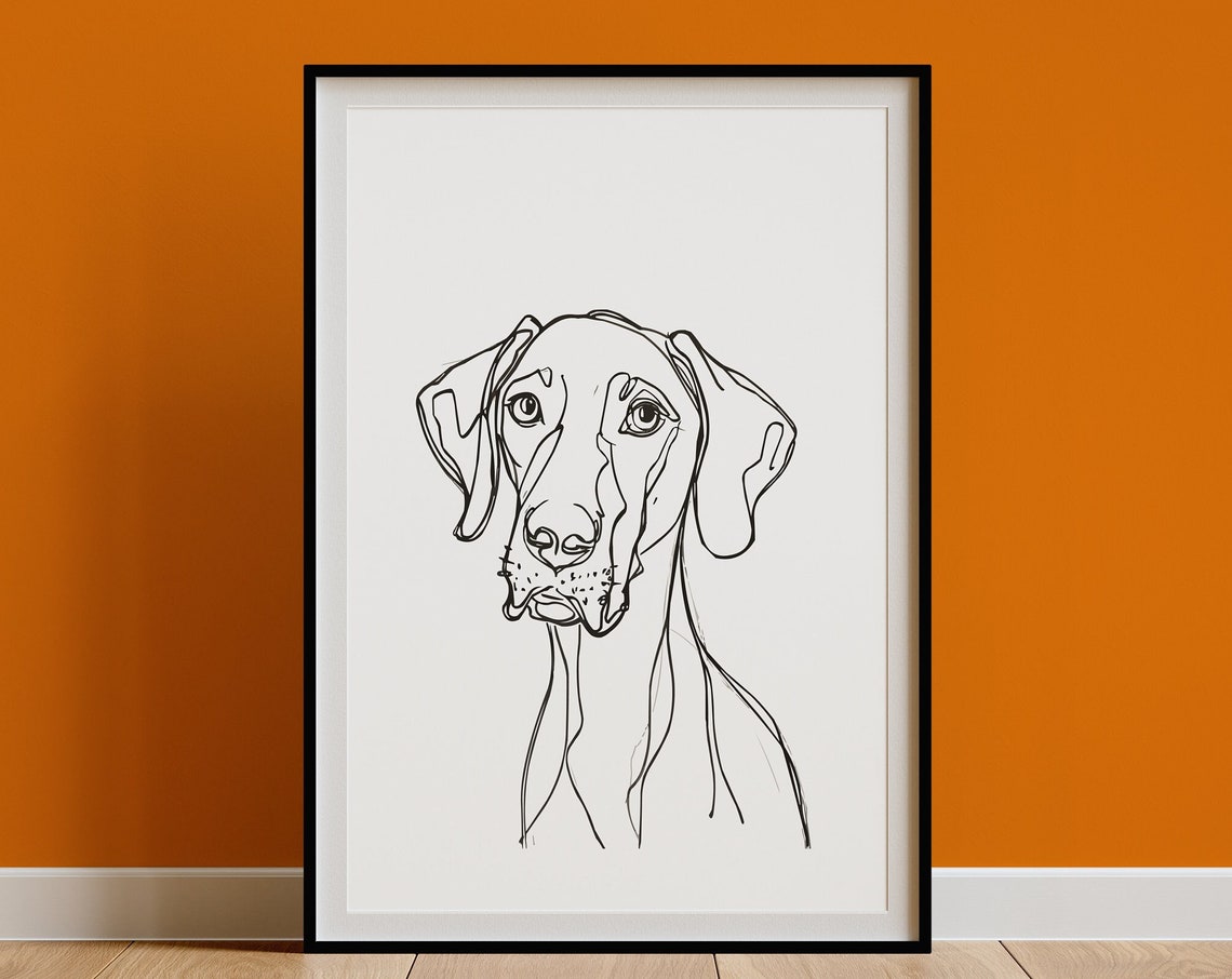 German Shorthaired Pointer Head Portrait Clean Line Drawing Dog Poster