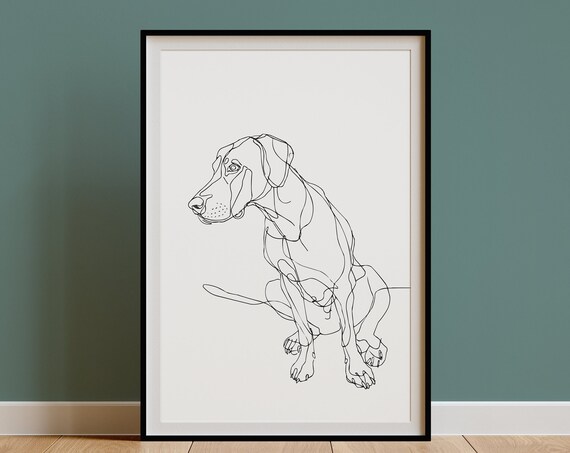 Viszla Wall Art Print Minimalist Line Drawing Poster Ugly Cute Bad Pet Portrait Mid Century Modern Dcor Gift Dog Mom Dad Owner