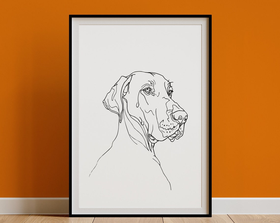 Great Dane Head Noble Profile Refined Line Art Portrait Poster