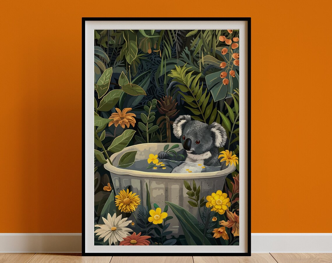 Koala Wall Art, Boho Jungle Kids Room Art Print