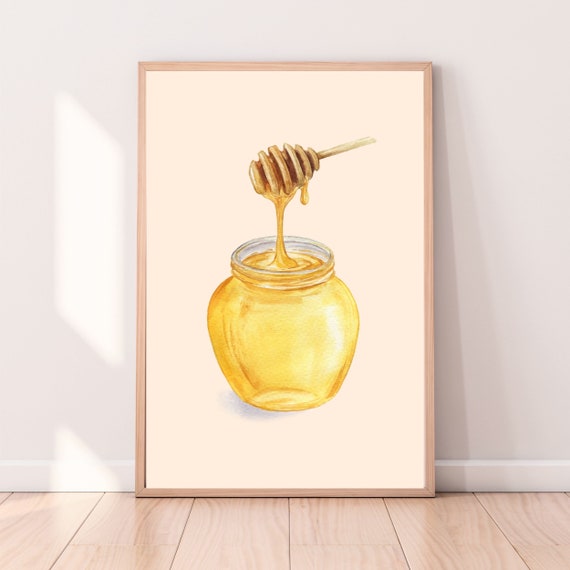 Honey Poster Dessert Poster Food Poster Wall Art Home Decoration Prints Watercolour Painting Wall Art