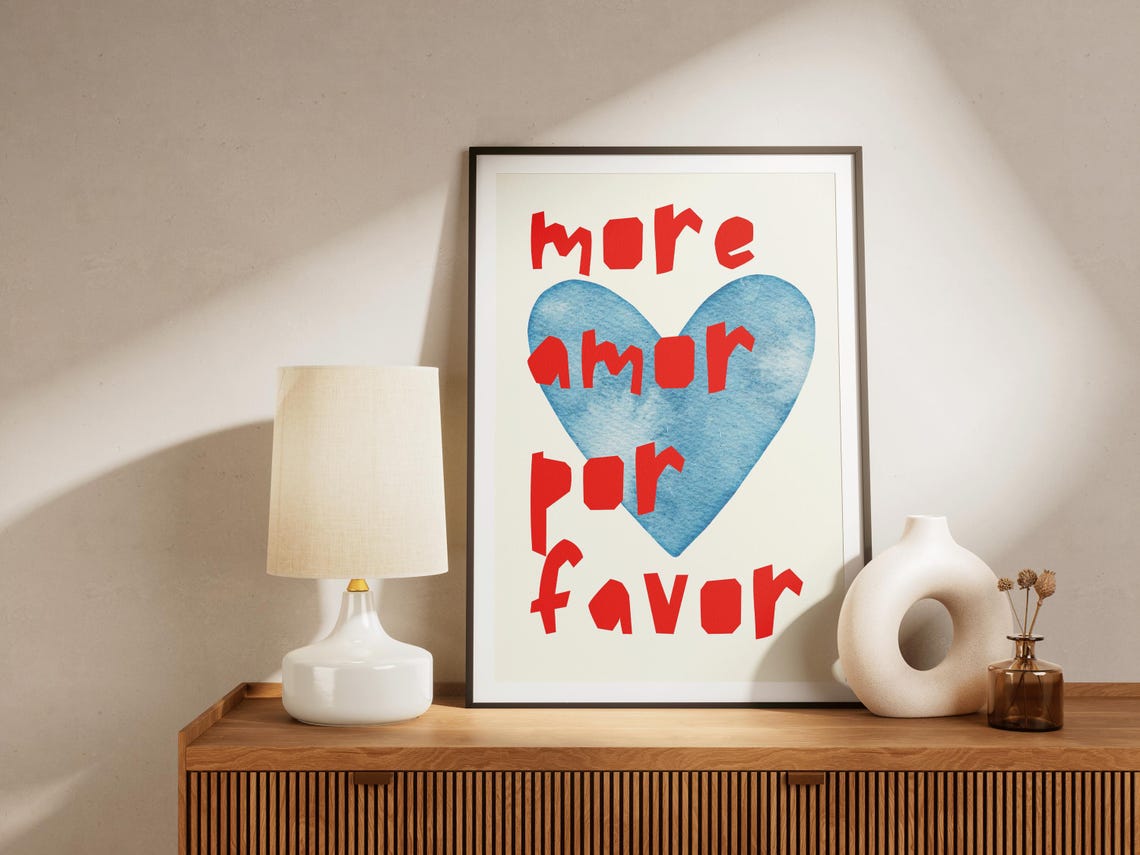 More Amor Por Favor Love Poster Trendy Living Room Decor Playing Card Quote Art Aesthetic Cute Gift Wall Art 1 Print