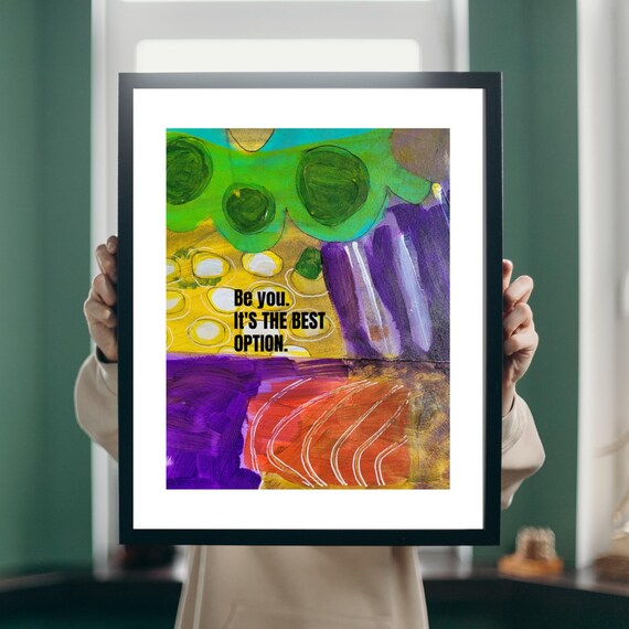 Be You Quote Over Colorful Abstract Blocks Motivational Art Poster