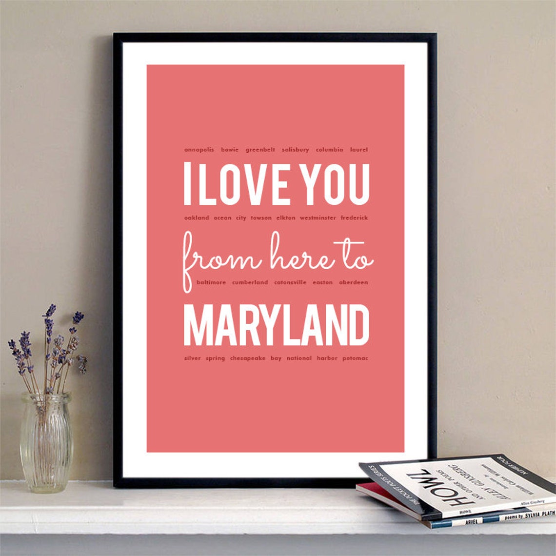 I Love You From Here To Maryland Maryland Print Maryland Skyline Maryland Art Maryland Poster Maryland Watercolor Maryland Art Print - Image 2