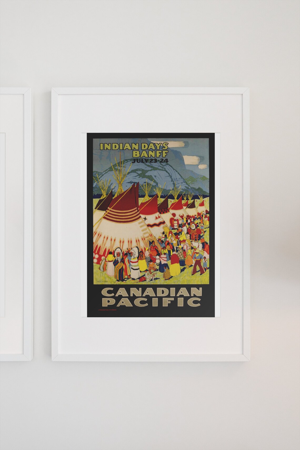 Banff Indian Days Teepees Canadian Pacific Vintage Travel Poster - Image 3