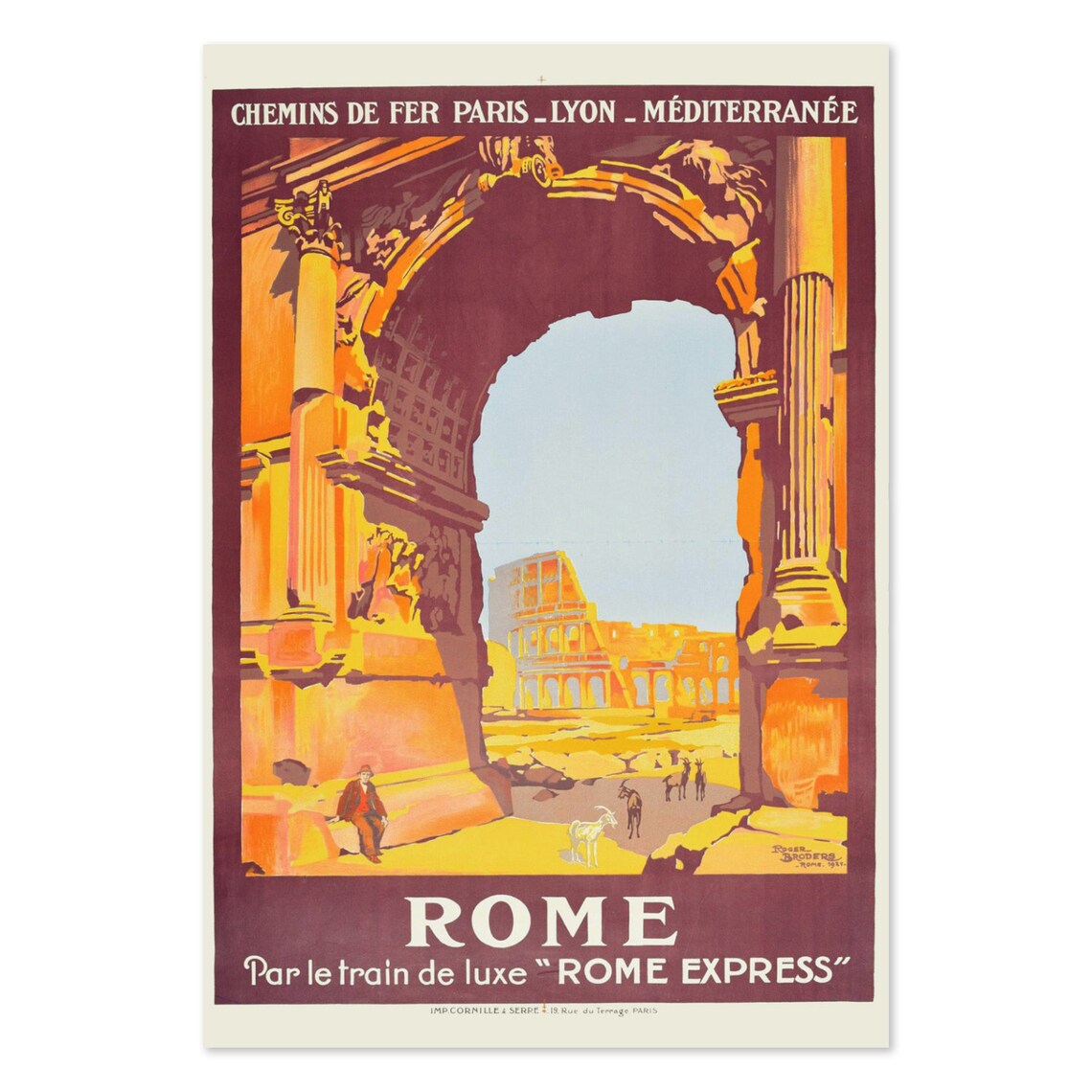 Rome Express Arch of Titus Colosseum Italian Railway Travel Poster
