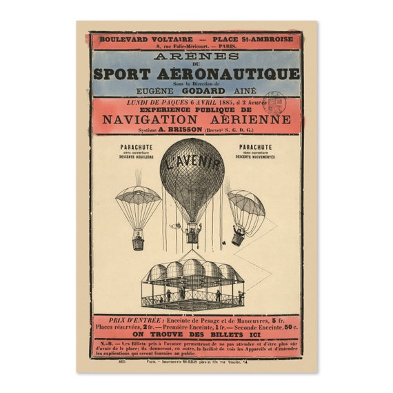 1885 Hot Air Balloon Sport Aeronautique Historic Advertising Poster Classic Advertising Art Print For Gifts And Wall Art Dcor