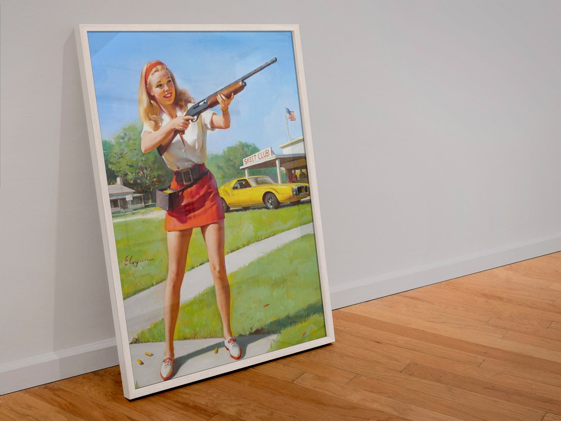 Gil Elvgren Skeet Club Shotgun Shooting Pin-Up Americana Poster - Image 4