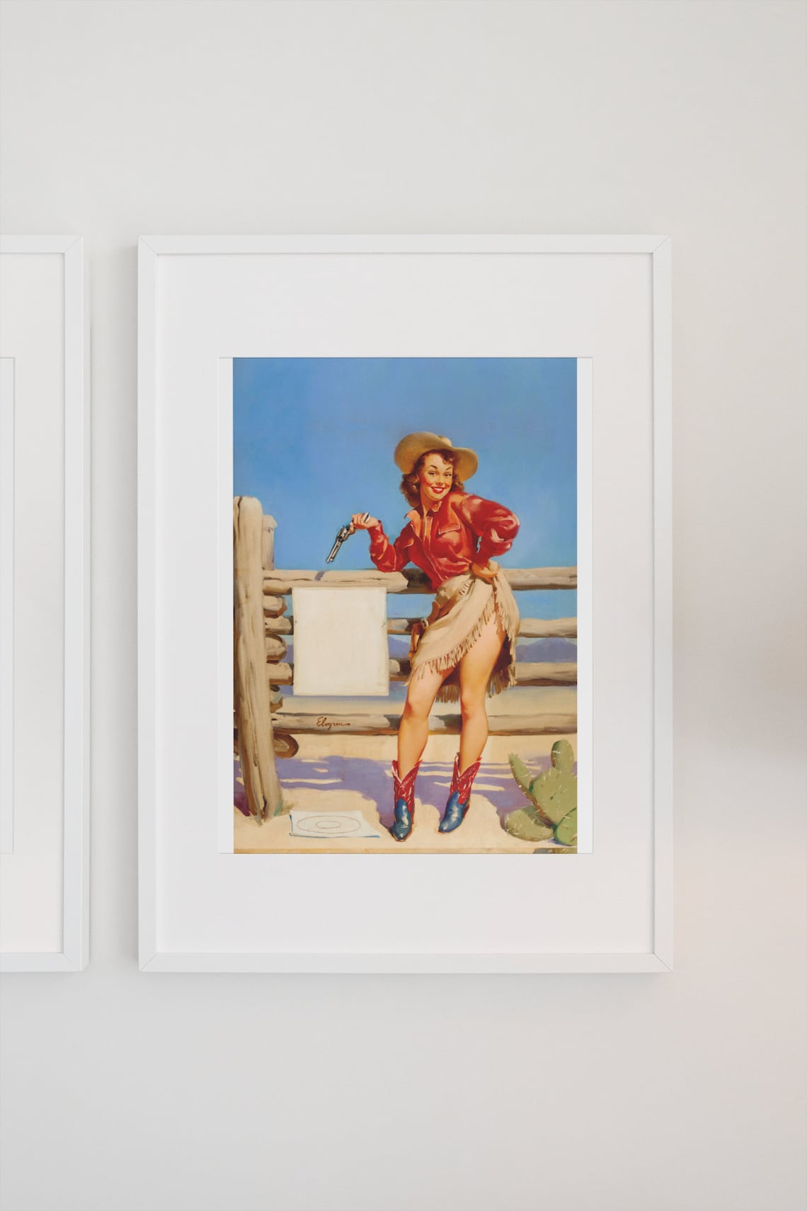Gil Elvgren Beat That Vintage Cowgirl Western Pin Up Girl Poster - Image 3