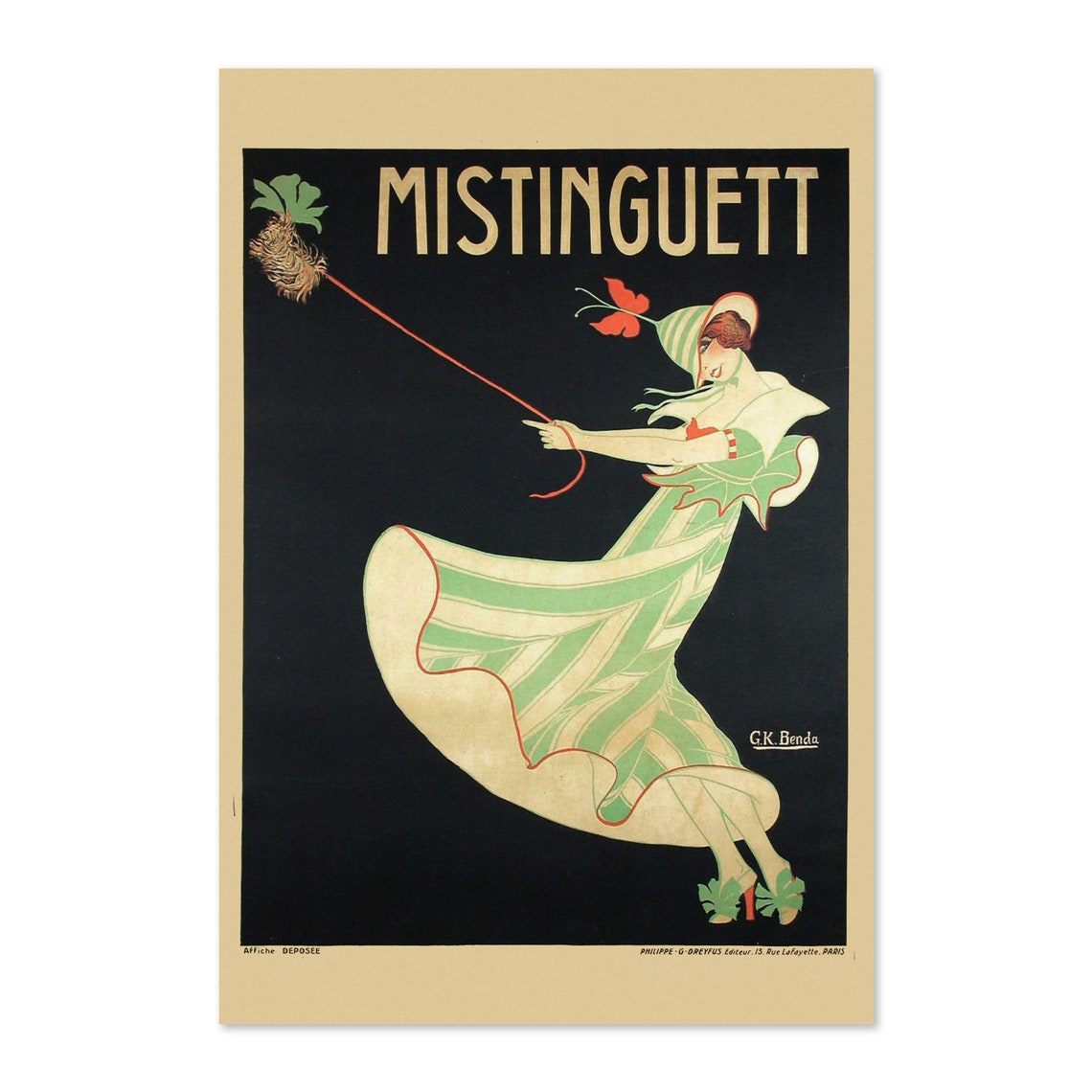 Mistinguett Vintage Parisian Cabaret Performer Dancing Art Poster