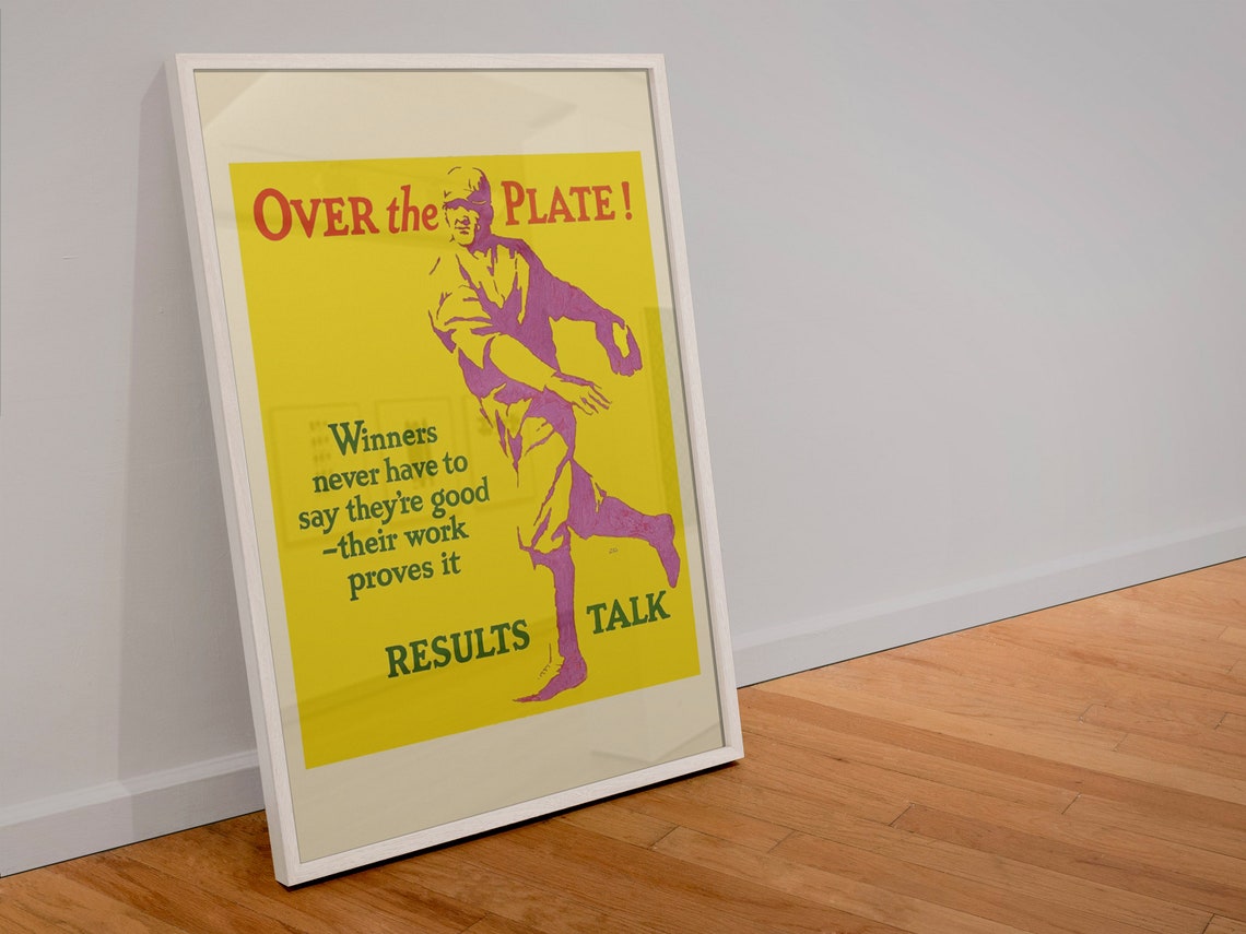 Over The Plate Winners Work Vintage Baseball Motivational Poster - Image 4
