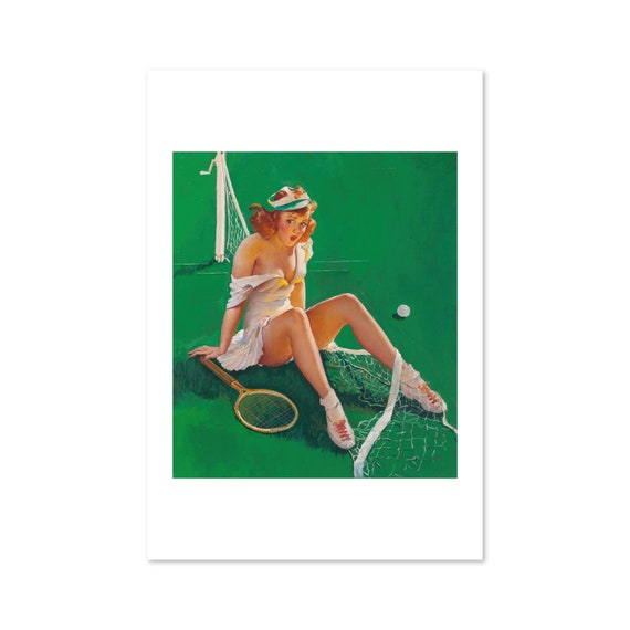 Net Results Vintage Style Gil Elvgren Redhead Pin Up Girl Tennis Poster For Gifts And Wall Art Dcor