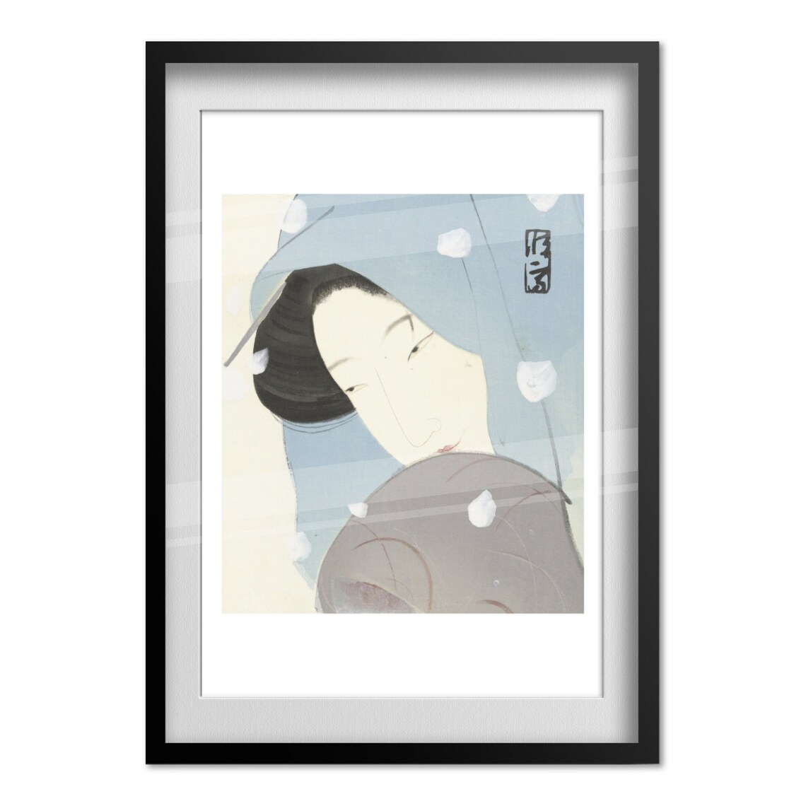 Kitano Tsunetomi Umekawa in Snow 1923 Japanese Beauty Poster - Image 4