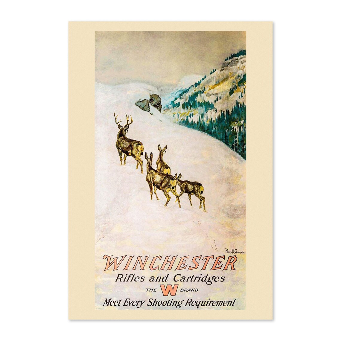 1912 Deer Hunting Poster, Winchester Rifles and Cartridges
